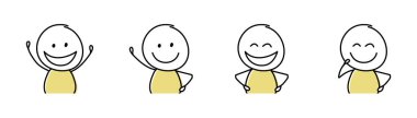 Karikatür konsepti. Happy stickman. Vektör. 