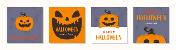 Σχεδιασμός Αφίσας Halloween Αστεία Κολοκύθα Συλλογή Καρτών Εικονογράφηση Διανύσματος — Διανυσματικό Αρχείο
