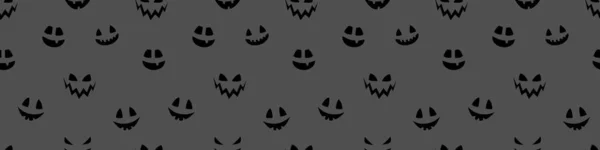 Gruselige Halloween Tapete Mit Kürbisgesicht Nahtloses Muster Banner Vektor — Stockvektor
