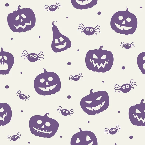 Textura Divertida Halloween Con Calabazas Arañas Patrón Sin Costuras Vector — Vector de stock