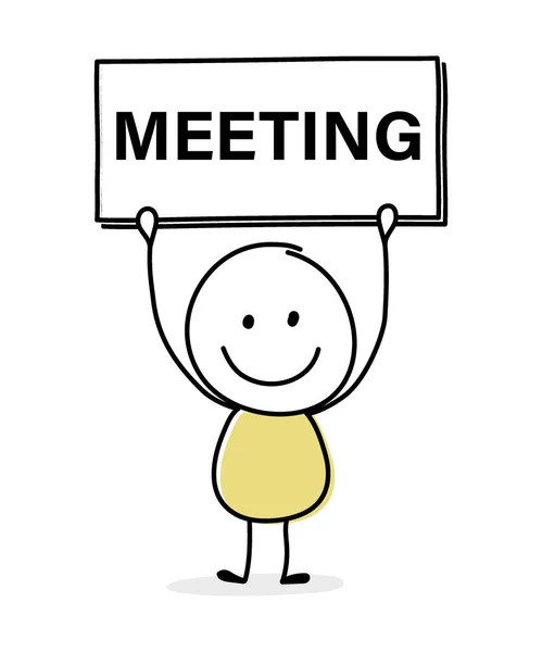 Smiley Cartoon Businessman Text Board Meeting Vector — Stock Vector
