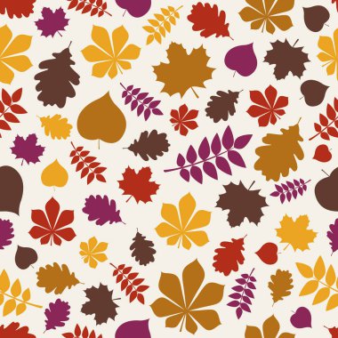 Yapraklı kusursuz desen. Sonbahar tasarımı. Vektör