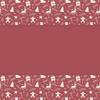 Festivalsel süslerle dolu boş bir arkaplan kavramı. Noel tasarımı. Vektör