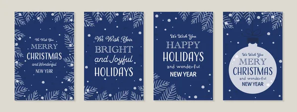 枝やボール付きのクリスマスカード コレクション ベクターイラスト — ストックベクタ
