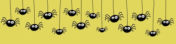 気味の悪いクモとバナー ハロウィンのコンセプト ベクトル — ストックベクタ