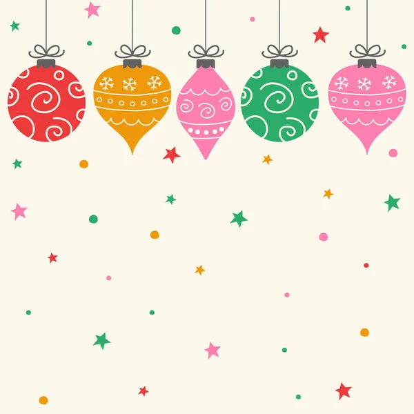 Decoraciones Colgantes Hechas Mano Fondo Navidad Con Copyspace Ilustración Vectorial — Vector de stock