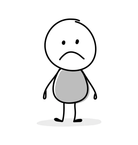 Triste Stickman Personaje Dibujos Animados Mostrando Gestos Vector — Vector de stock