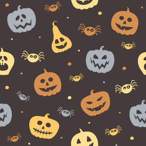 Antecedentes Com Abóboras Assustadoras Aranhas Textura Halloween Vetor — Vetor de Stock