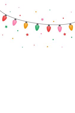 Renkli bir el ışık kablosu çizdi. Telif alanı olan bir Noel arkaplanı. Vektör illüstrasyonu