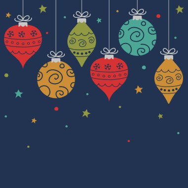 El çizimi Noel topları. Arkaplan tasarımı. Vektör illüstrasyonu