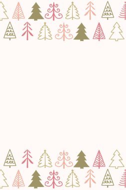 Renkli el çizimi ağaçlar. Noel arkaplanı. Vektör illüstrasyonu