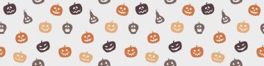 Design of Halloween pattern with funny pumpkin lanterns. Banner. Vector