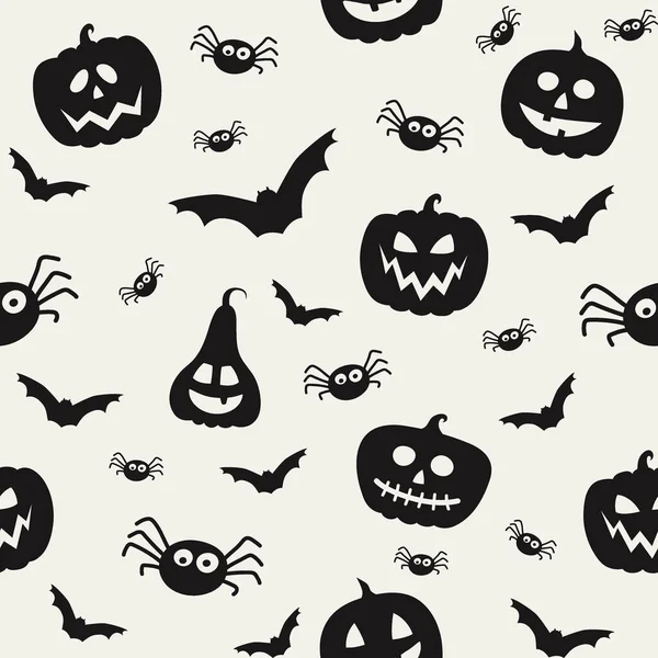 Patrón Halloween Con Calabazas Espeluznantes Murciélagos Arañas Textura Perfecta Vector — Vector de stock