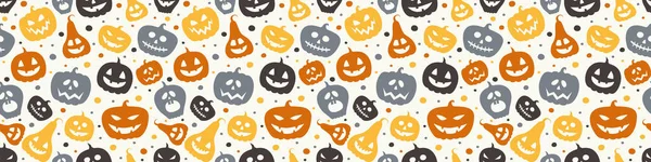 Banner Halloween Con Calabazas Espeluznantes Textura Perfecta Vector — Archivo Imágenes Vectoriales