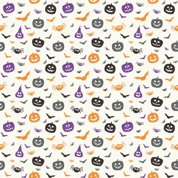 Papel Parede Assustador Halloween Com Abóboras Morcegos Aranhas Padrão Sem —  Vetores de Stock