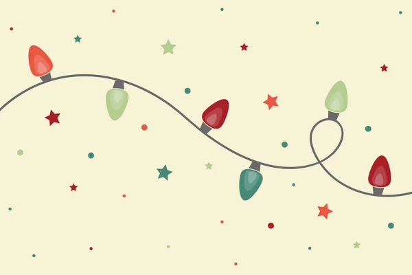 Cordón Luces Navidad Colores Fondo Con Adornos Ilustración Vectorial — Vector de stock