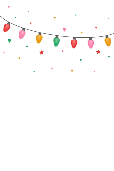 Барвистий Ручний Витягнутий Шнур Світла Різдвяний Фон Копійкою Векторні Ілюстрації — стоковий вектор