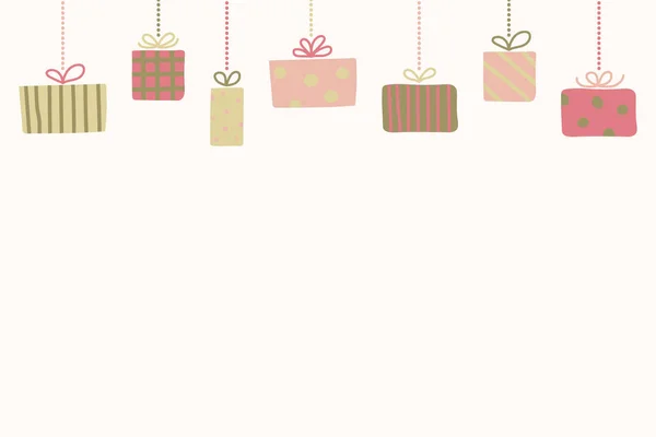 Fondo Navideño Con Cajas Regalo Dibujadas Mano Vector — Vector de stock