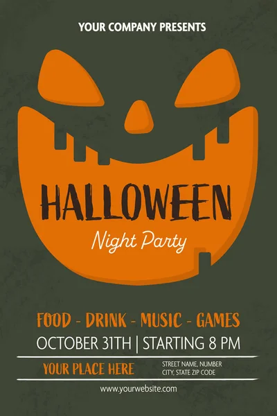 Design Halloween Party Poster Funny Pumpkin Vector Illustration — Vetor de Stock
