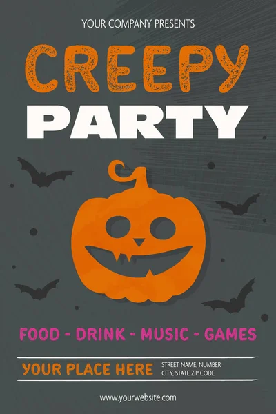 Design Halloween Party Poster Funny Pumpkin Vector Illustration — Vector de stock