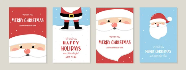 面白いサンタクロースのデザイン 願い事とクリスマスカードのコレクション ベクターイラスト — ストックベクタ