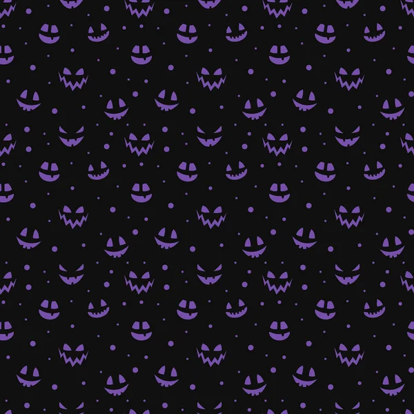 Lustige Halloween Textur Mit Lustigem Kürbisgesicht Nahtloses Muster Vektor — Stockvektor