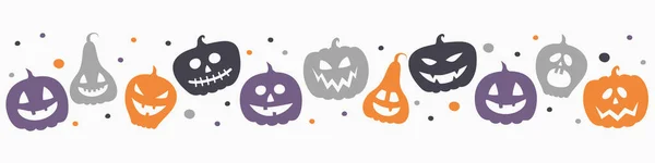 Fond Avec Des Citrouilles Effrayantes Bannière Halloween Vecteur — Image vectorielle