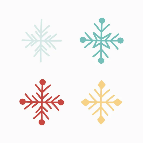 Flocos Neve Natal Desenhados Mão Conjunto Ícones Vetor —  Vetores de Stock