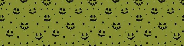 Lustige Halloween Textur Mit Lustigem Kürbisgesicht Nahtloses Muster Banner Vektor — Stockvektor