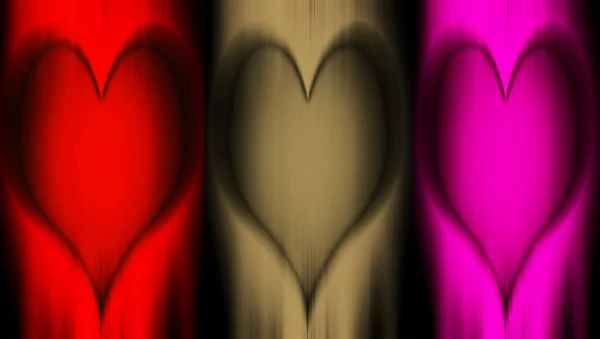 Triptyque Illustration de cœurs sculptés dans le bois — Photo