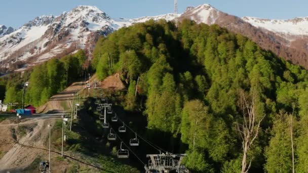 Severní Kavkaz Olympijská Vesnice Krasnaya Polyana Úsvitu Letecký Pohled — Stock video