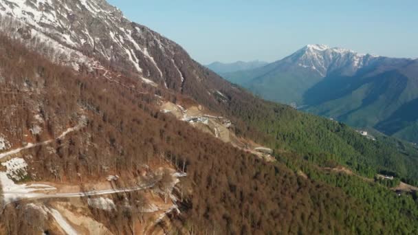 North Caucasus Olympic Village Krasnaya Polyana Dawn Aerial View — Stock Video