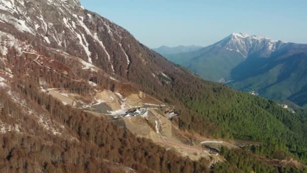 Cáucaso Norte Villa Olímpica Krasnaya Polyana Amanecer Vista Aérea — Vídeo de stock
