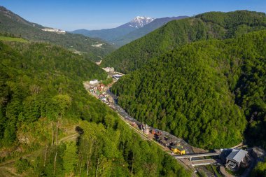 Kuzey Kafkasya. Rosa Khutor. Hava görünümü.
