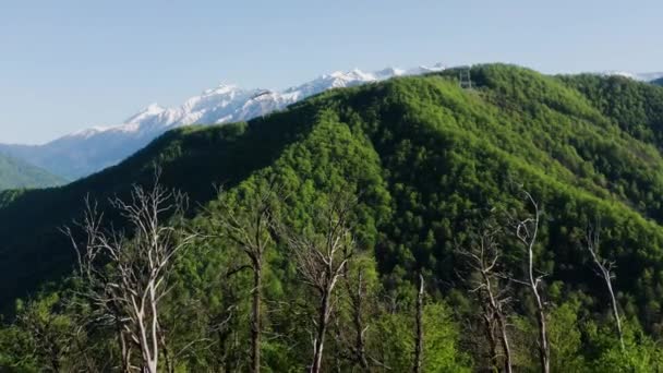 Noordelijke Kaukasus Aibga Bergkam Lente Luchtzicht — Stockvideo