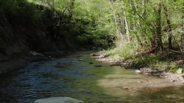 Pohjois Kaukasuksella Mountain River Zhane Keväällä Antenninäköala — kuvapankkivideo