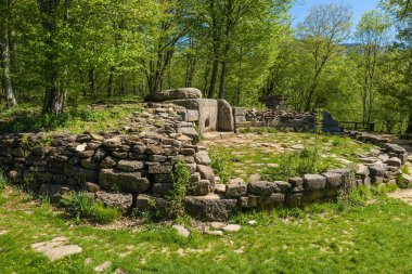 Kuzey Kafkasya. Zhane nehri vadisinde Megalitik dolmenler. Hava görünümü.