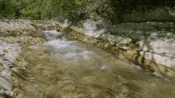 북캅카스 봄철에 산으로 흐르는 — 비디오