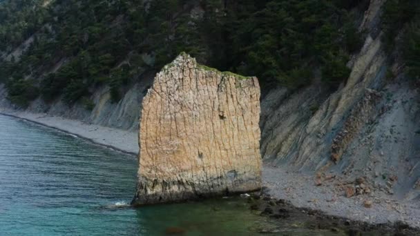 Morze Czarne Pomnik Przyrody Sail Rock Parus Rock Widok Lotu — Wideo stockowe