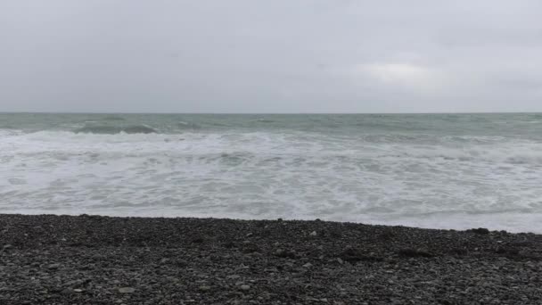 Costa Del Mar Nero Forte Tempesta Grandi Onde — Video Stock