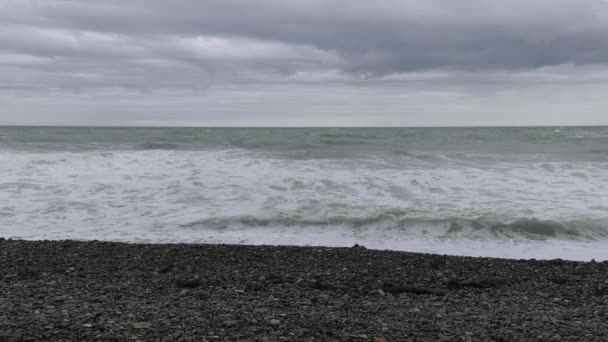 Costa Del Mar Negro Fuerte Tormenta Grandes Olas — Vídeo de stock