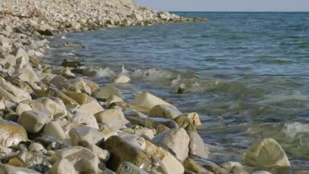 Ακτή Της Μαύρης Θάλασσας Παραλία Βότσαλα Ένας Αδύναμος Άνεμος Ήχος — Αρχείο Βίντεο