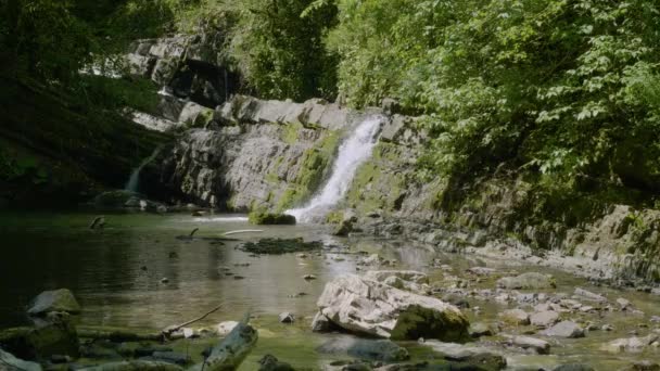 Caucasus Mountains Dikarka River Zmeykovsky Waterfalls — Stock Video