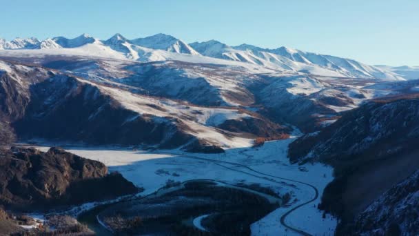 Montañas Altai Principios Invierno Kurai Ridge Vista Aérea — Vídeos de Stock