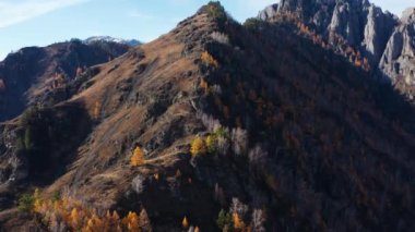 Sonbaharda Altai dağları. Logo sırtı. Hava görünümü.