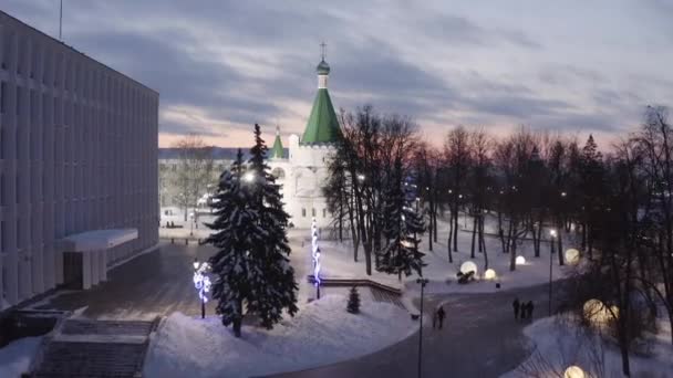 Nizhny Novgorod Nizhny Novgorod Kremlin Başmelek Michael Katedrali Hava Görünümü — Stok video