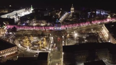 Nizhniy Novgorod. Kremlin, Minin ve Pozharsky Meydanı. Hava görünümü.