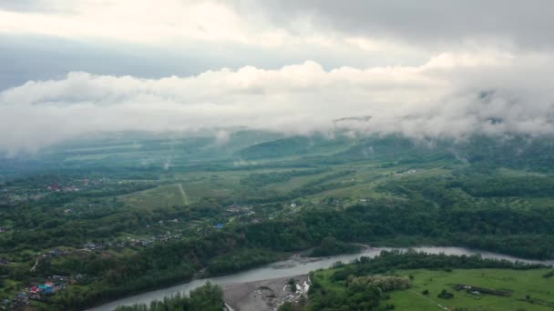 Montanhas Cáucaso Adygeya Voando Sobre Rio Belaya Cume Una Koz — Vídeo de Stock