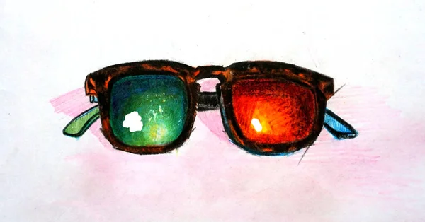 3D bril met multi-gekleurde lenzen. Met de hand getekend. kleurrijk — Stockfoto