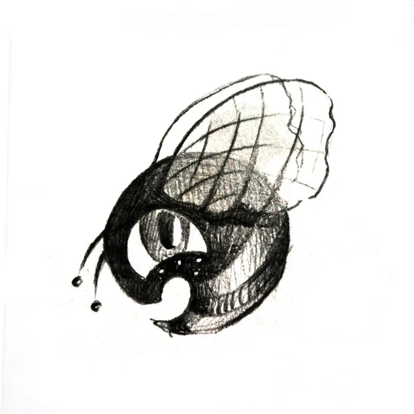 Fata mosca. Opera d'arte disegnata a mano di Favolosa caccola su sfondo bianco. Logo design, cartolina, poster da parete per bambini — Foto Stock